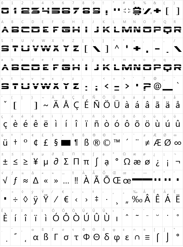 Borg-9 Character Map