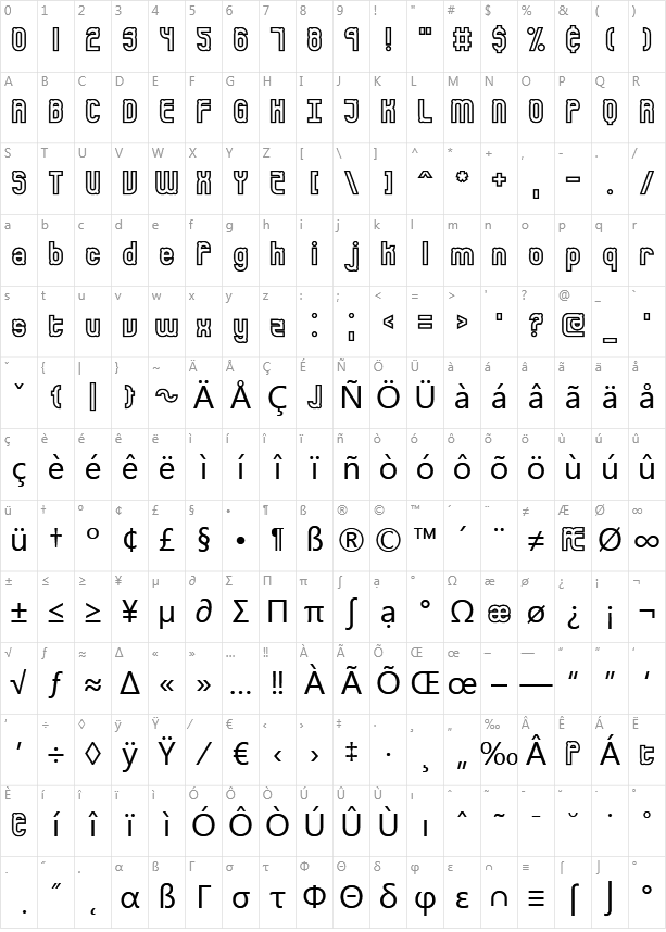Bumped Character Map