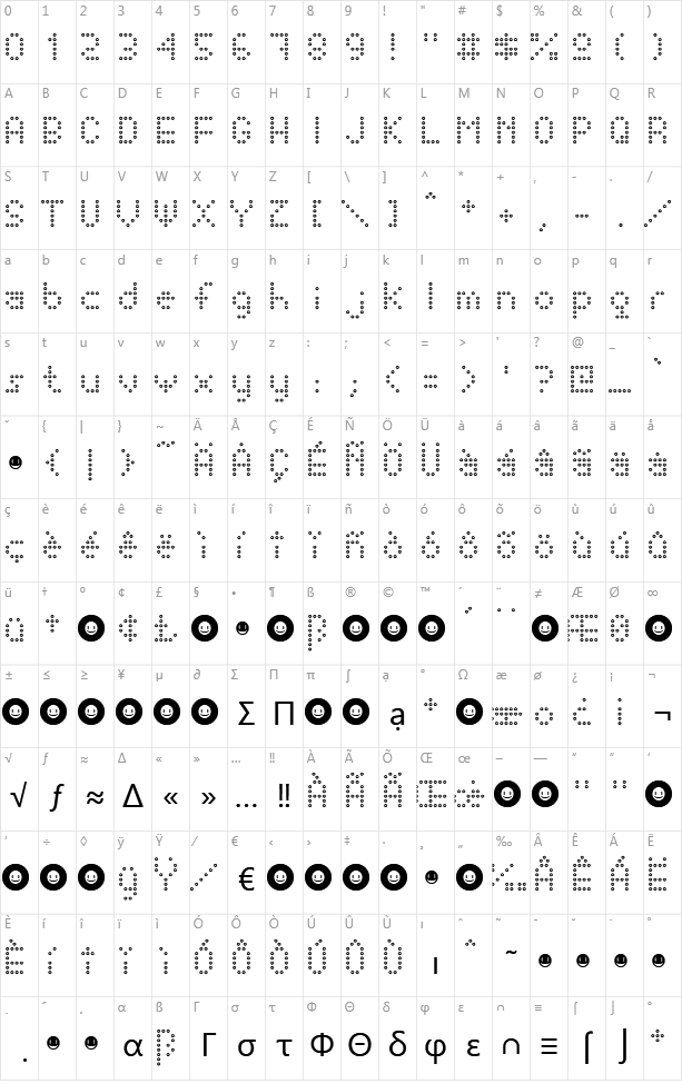 Happy Dots Character Map