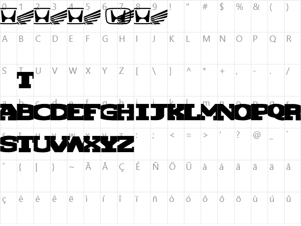 Hondafont Character Map