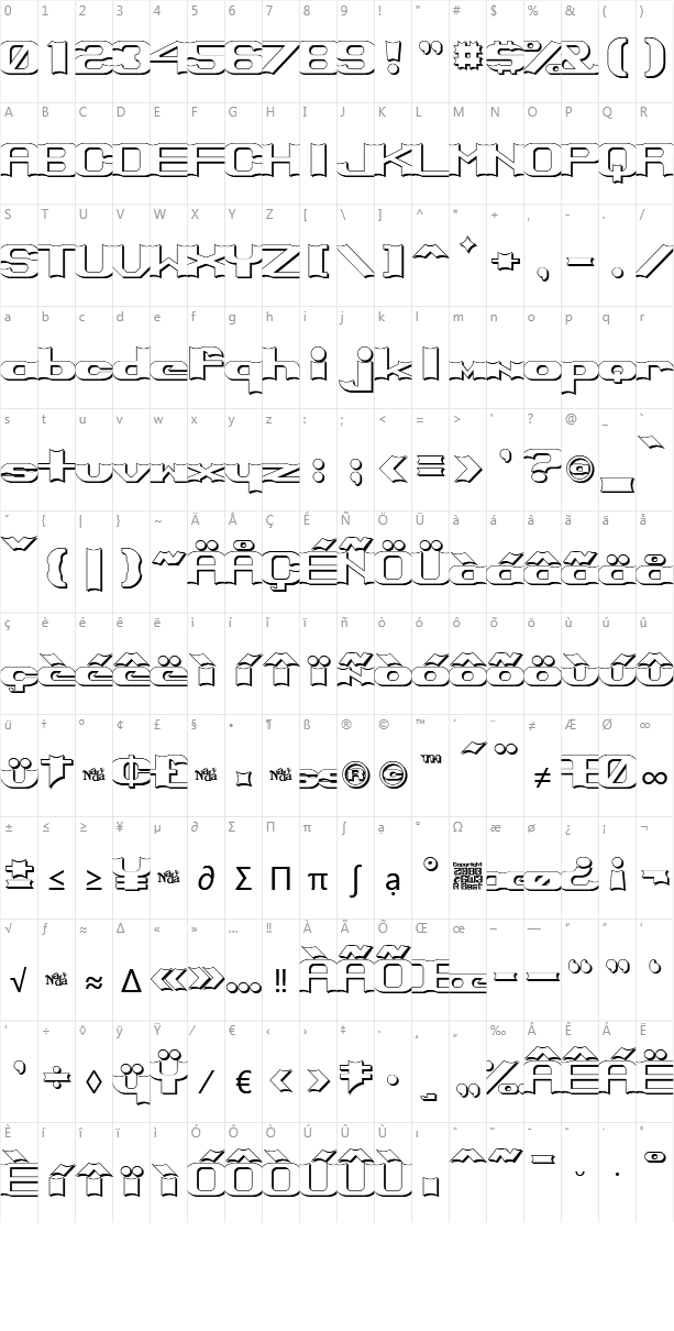 Primo Bright Character Map
