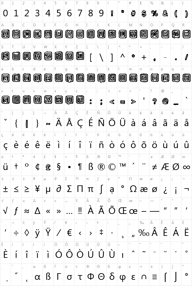 Rubber Hell Character Map