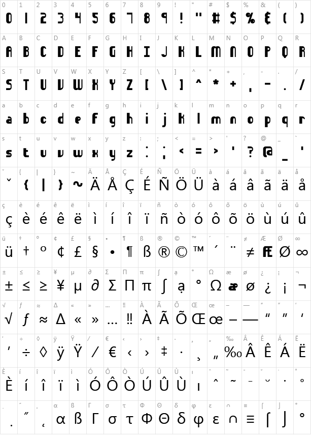 Sideways Character Map