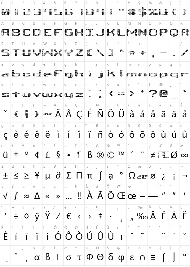 Tonik Character Map