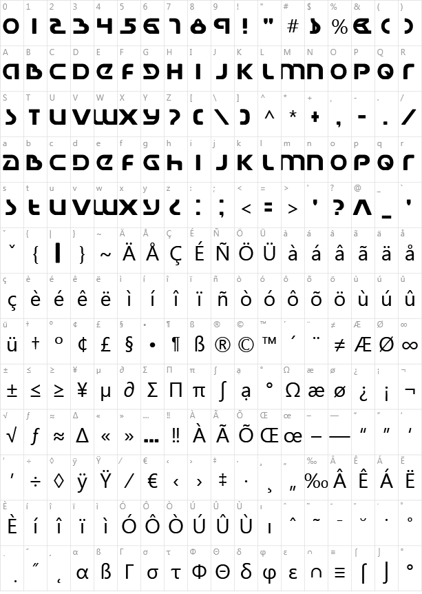 Universal Jack Character Map