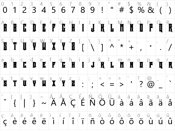 Crown Title Character Map