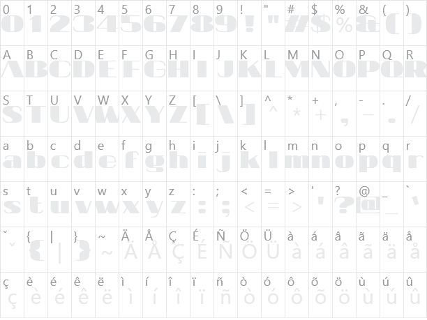 20db Character Map