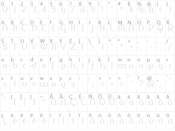 Amerika Character Map