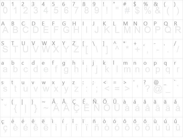 Arial Unicode MS Character Map