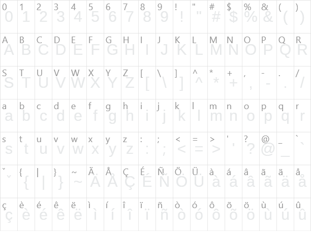 Arimo Character Map