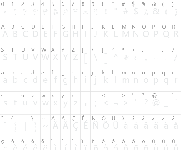 B Koodak Outline Character Map