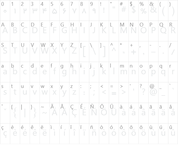 B Yekan Character Map