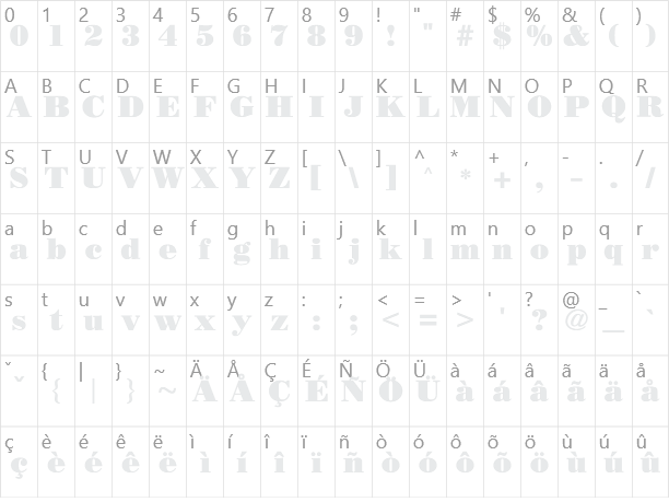 Bodidly Character Map