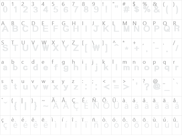 백묵 헤드라인 Baekmuk Headline Character Map