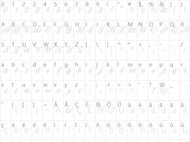 Ballpark Character Map