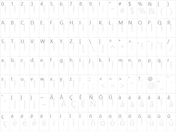 Barcode Font Character Map