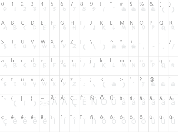 Bearpaw Character Map