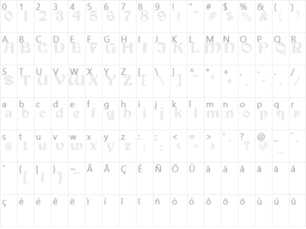 Becker Medium Character Map