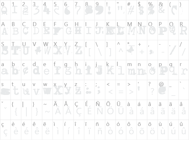 Brenton Scrawl Type Character Map