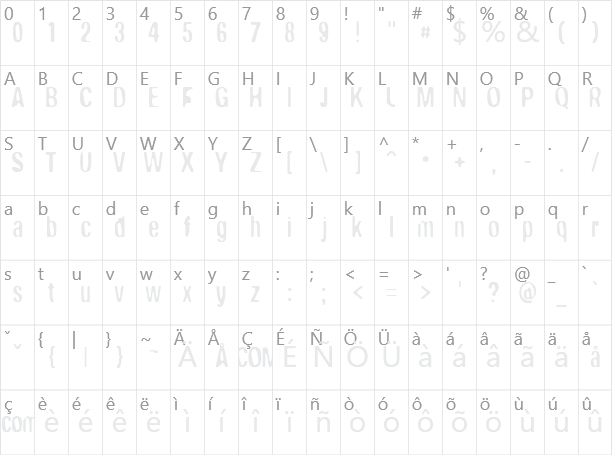 Broken Wing Character Map