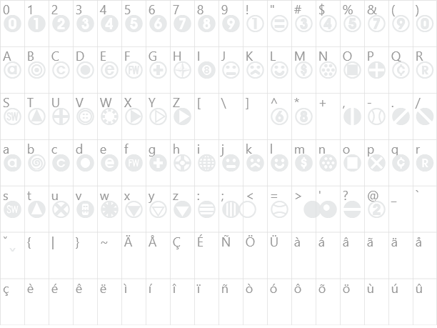 Bullet Balls Character Map