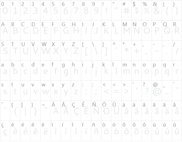 Cantarell Character Map