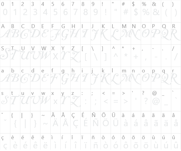 Caslon Initials Character Map