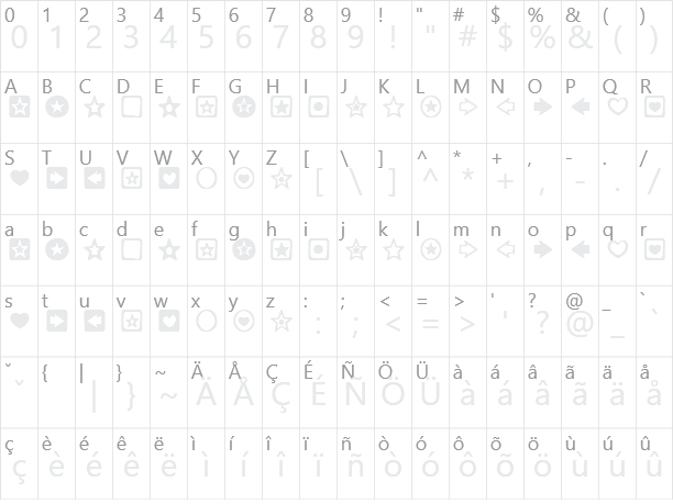 Charms BV Character Map