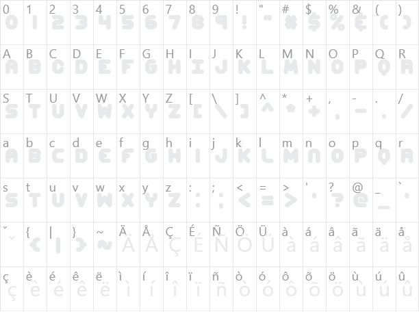 Corpulent Caps Character Map