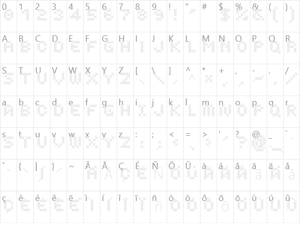 Costura Regular Character Map