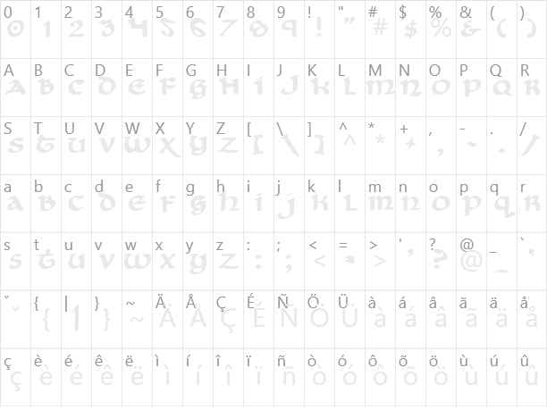 Cry Uncial Character Map