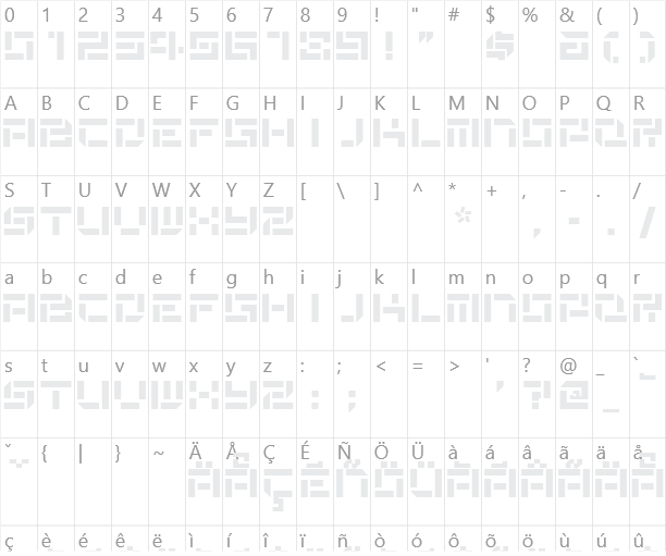 DeStencilNF Character Map