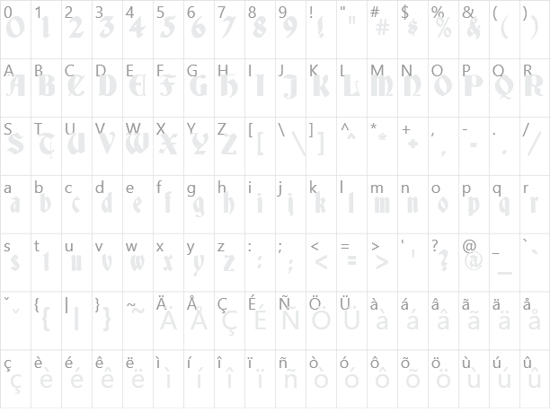 Deutsch Gothic Character Map