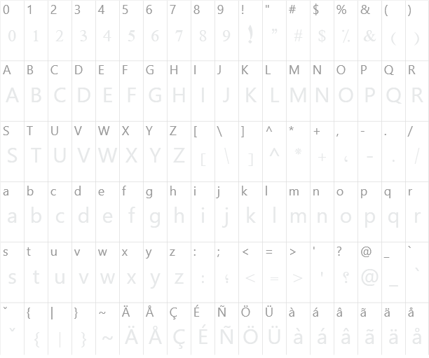 Diwani Bent Character Map