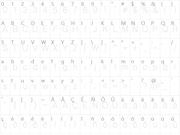 돋움 Dotum Character Map