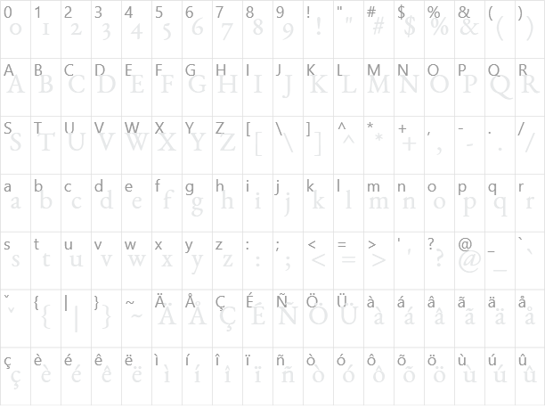 EB Garamond Character Map