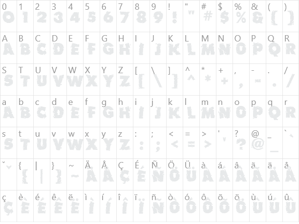 Earthquake MF Character Map