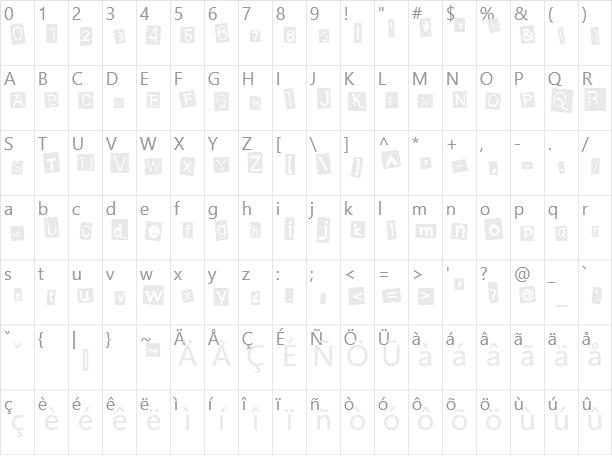 Earwig Factory Character Map