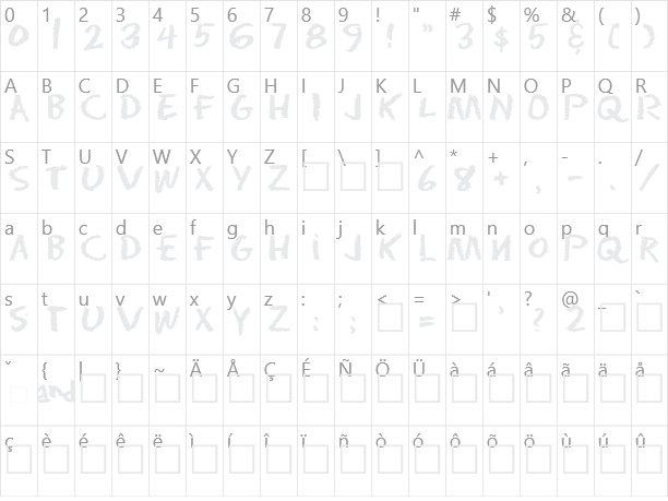 Eraser Character Map