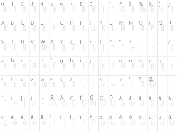 Final Frontier Old Style Character Map