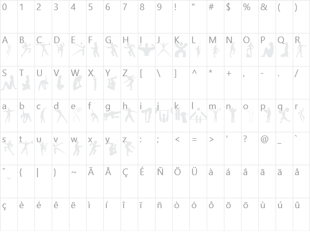 Fitness Silhouettes Character Map