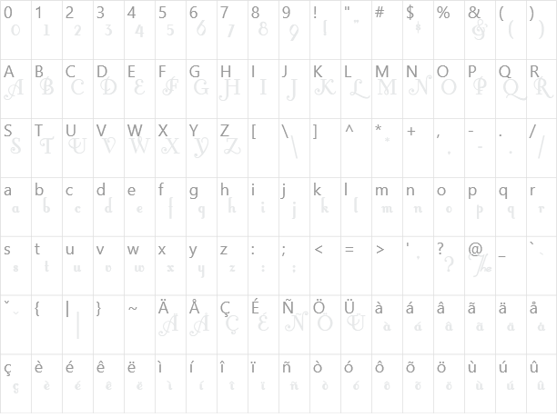 FontLeroyBrown Character Map