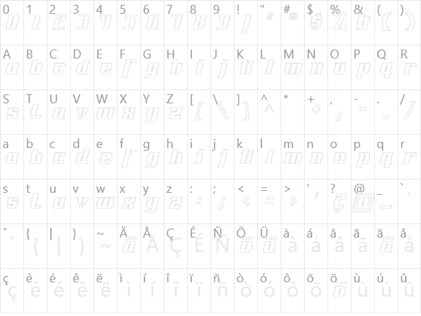 Fontovision IV outline Character Map