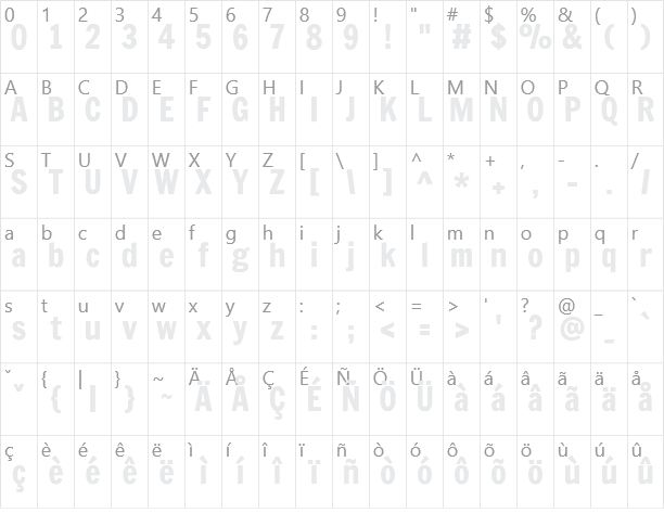 Francois One Character Map