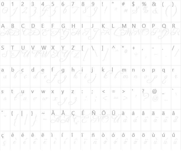 Freebooter Script Character Map