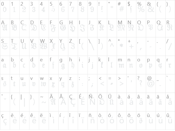 GF Gesetz Character Map