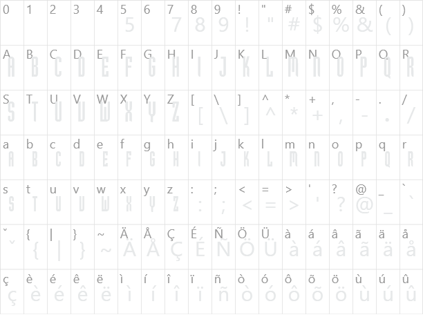 GF Hubert Character Map