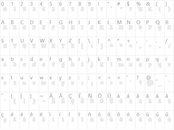 Giant Head OT Character Map