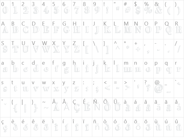 GrutchShaded Character Map