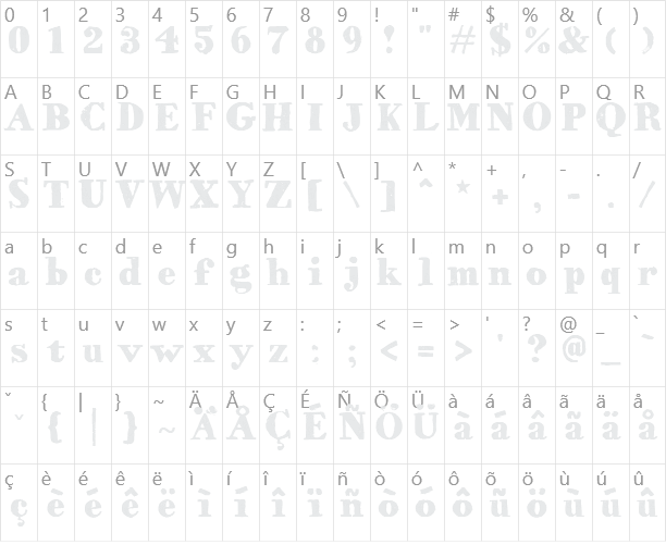 HVD Bodedo Character Map